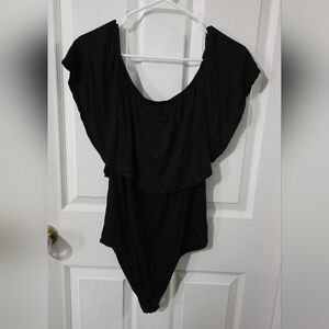 NWT 2X Rue21 Black Ruffled Bodysuit